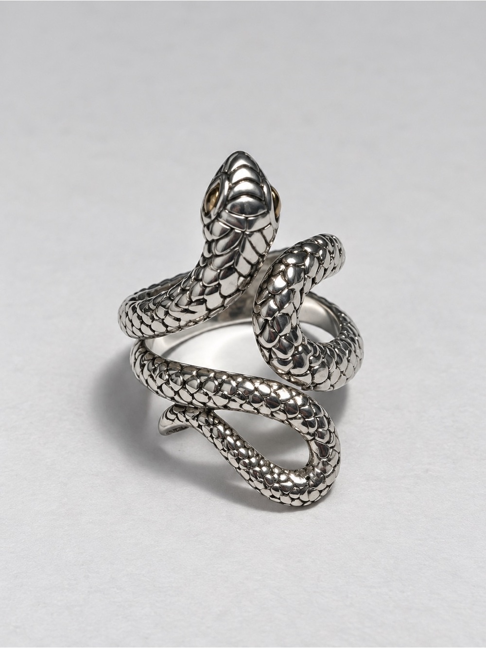 Sterling Silver and 18K Yellow Gold Snake Wrap Ring by Samuel B - Size 7